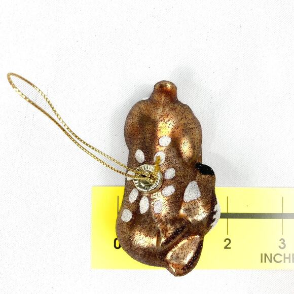 Resting Spotted Fawn Glass Painted Ornament by Cherry Designs with original box - Picture 10 of 10